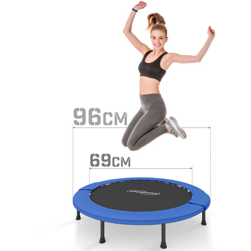 foto del prodotto physionics trampolino elastico diametro 96 cm, pieghevole, interno e esterno tappeto elastico per adulti, rebounder trampoline, jumping fitness,