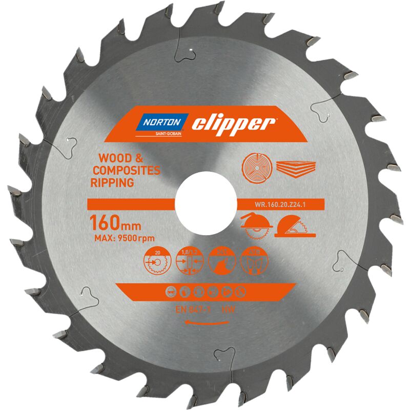 foto del prodotto pi a tarczowa 160mm x 20mm x 24z drewno i kompozyty atb 1,8 1,2 norton
