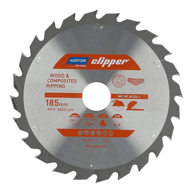 foto del prodotto pi a tarczowa 185mm x 30mm x 24z drewno i kompozyty atb 1,8 1,2 norton