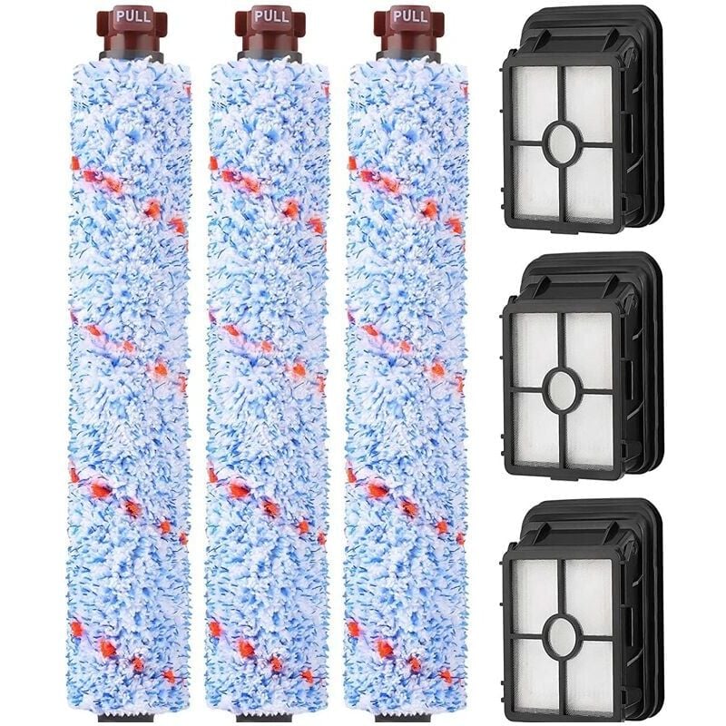 foto del prodotto pi ces de rechange pour filtre rouleau de brosse compatible bissell crosswave, 3 accessoires de brosse et 3 filtres vide pour bissell crosswave