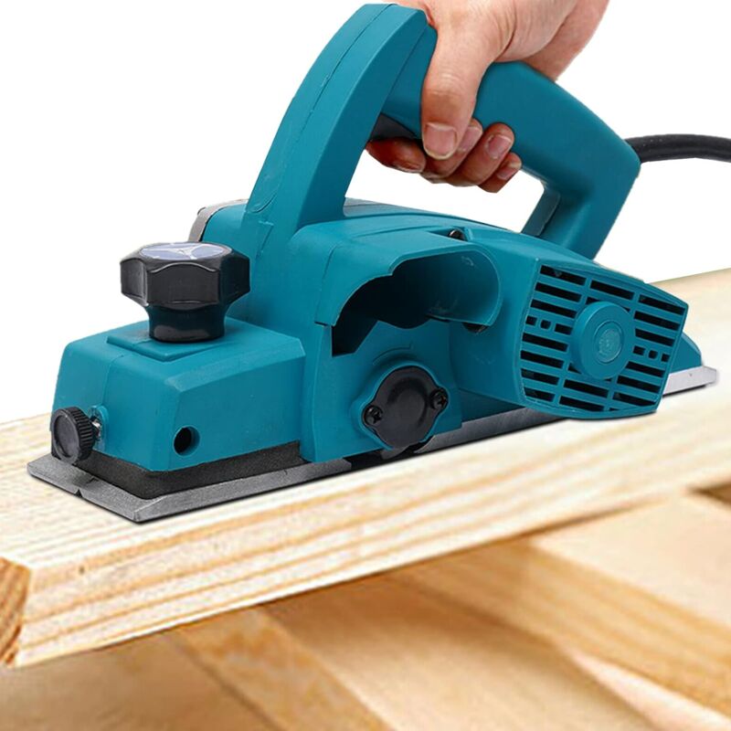 foto del prodotto piallatrice elettrica, 800 w, taglio preciso, fino a 1 mm, larghezza pialla 82 mm, con guida a v per lavoratori del legno, adatto per levigare e