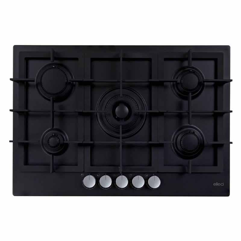 foto del prodotto piani cottura da incasso elleci plano plus 75 5 fuochi granitek 40 nero pgpp75140cs