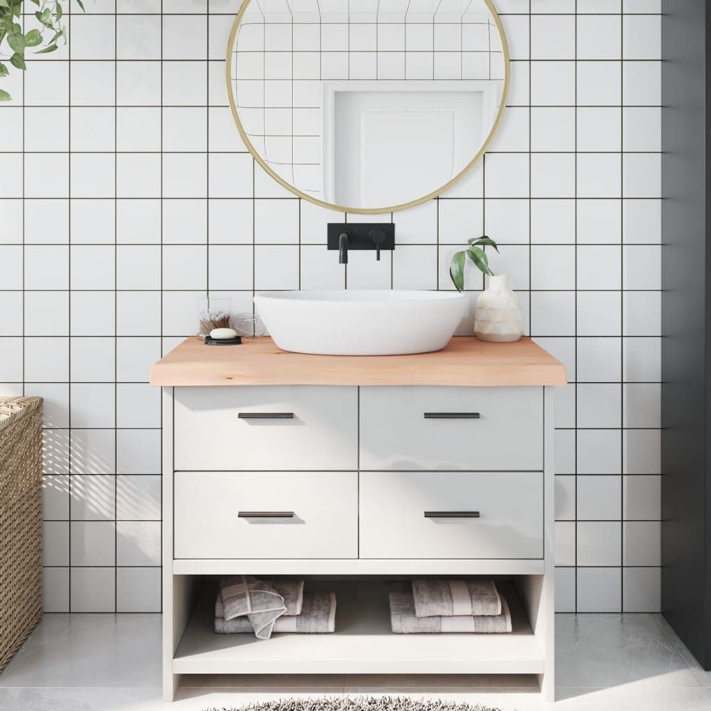 foto del prodotto piano bagno 100x50x 2 6 cm in legno massello non trattatocod mxl 119848