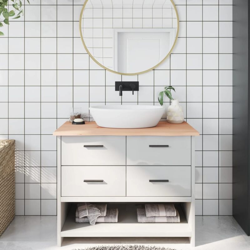 foto del prodotto piano bagno 100x60x2 cm in legno massello non trattato vidaxl