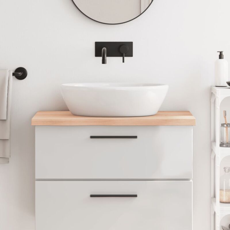 foto del prodotto piano bagno 80x60x 2 4 cm in legno massello non trattato vidaxl