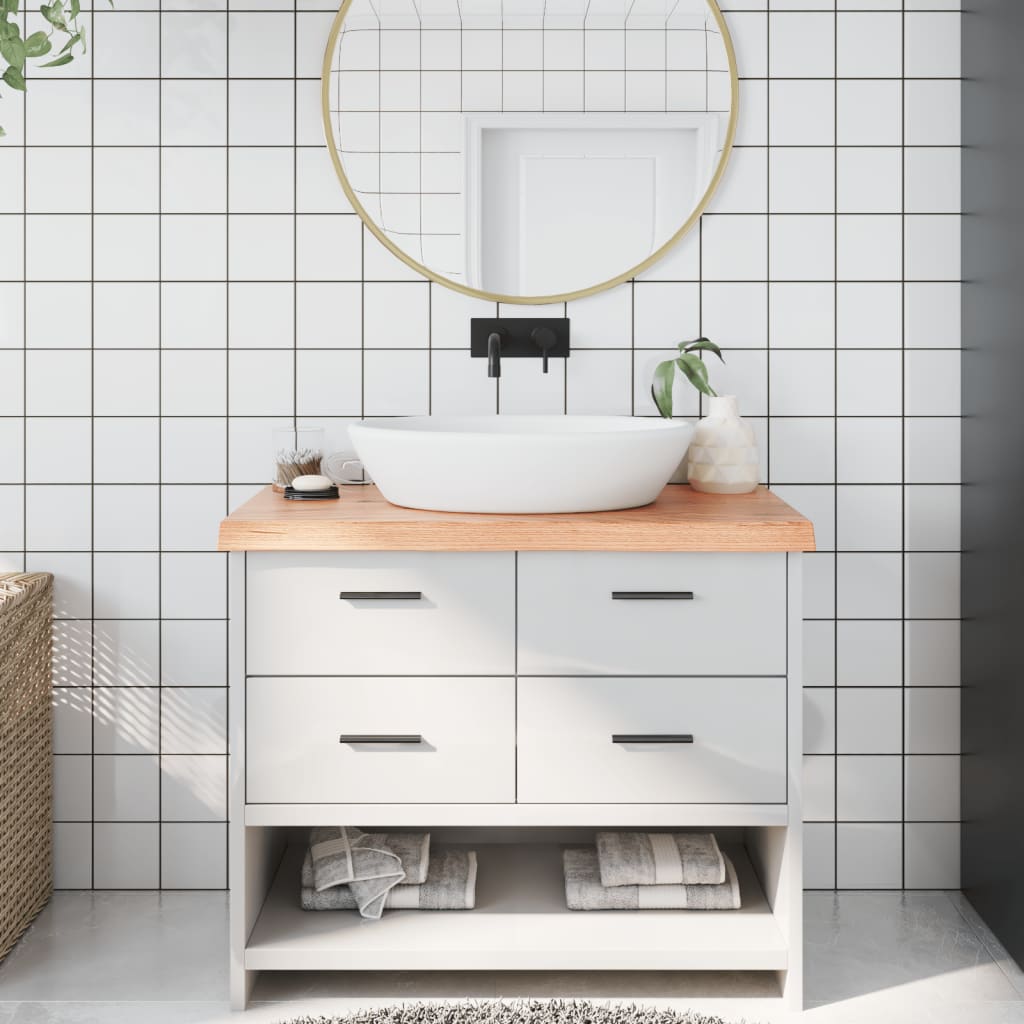 foto del prodotto piano bagno marrone 100x40x 2 6 cm legno massello trattatocod mxl 119851