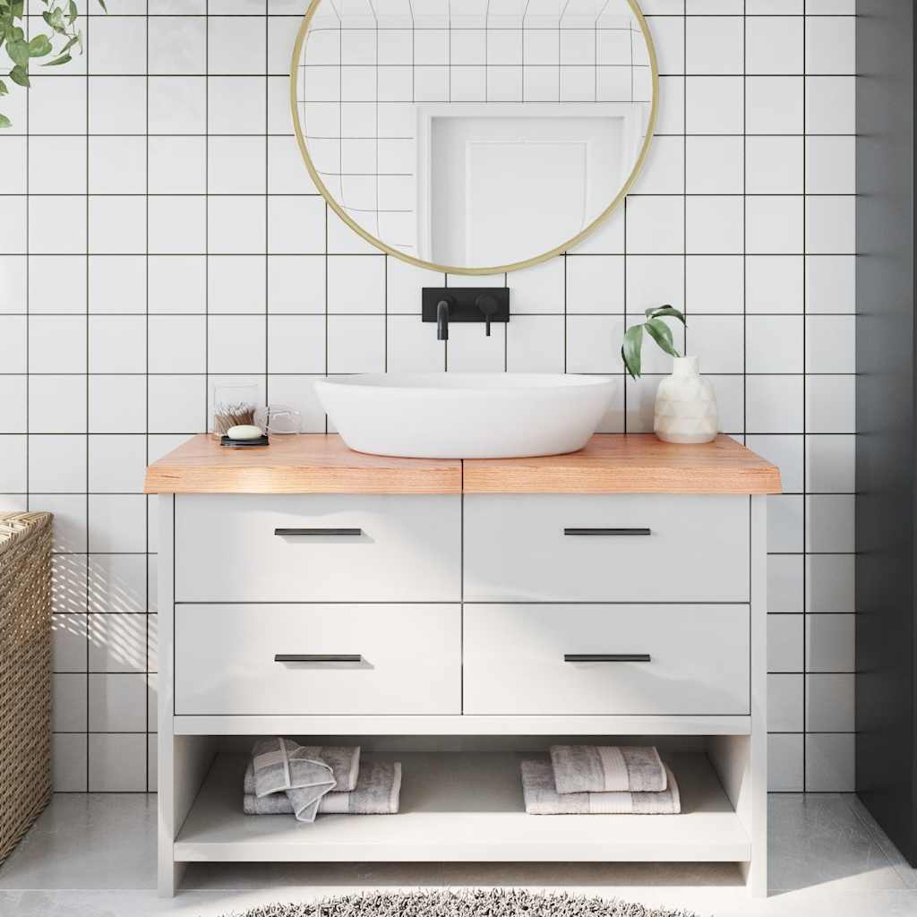 foto del prodotto piano bagno marrone 120x50x 2-6 cm legno massello trattatocod mxl 95920