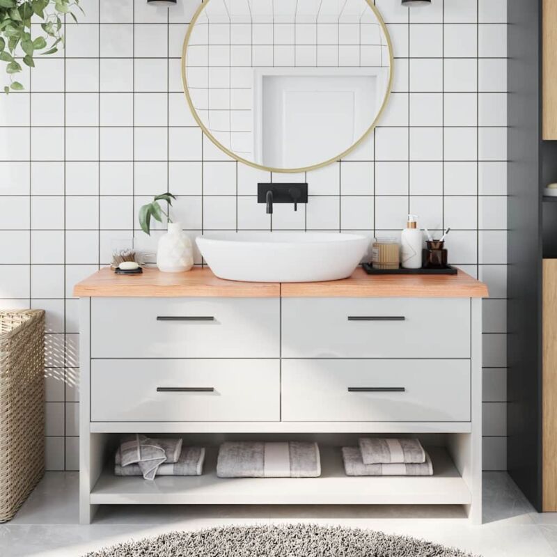 foto del prodotto piano bagno marrone 140x60x 2 4 cm legno massello trattato vidaxl