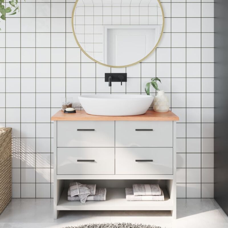 foto del prodotto piano bagno marrone chiaro 100x30x2 cm legno massello trattato vidaxl