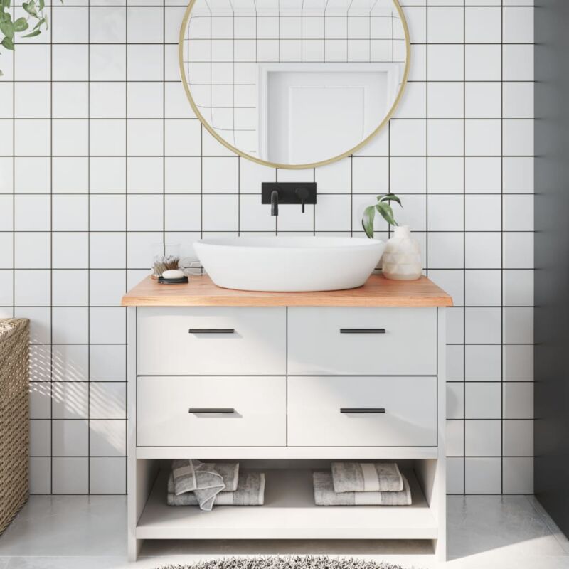 foto del prodotto piano bagno marrone chiaro 100x40x2 cm legno massello trattato vidaxl