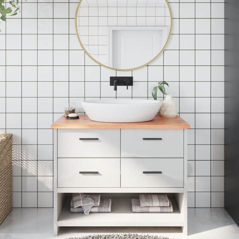 foto del prodotto piano bagno marrone chiaro 100x50x2 cm legno massello trattato vidaxl