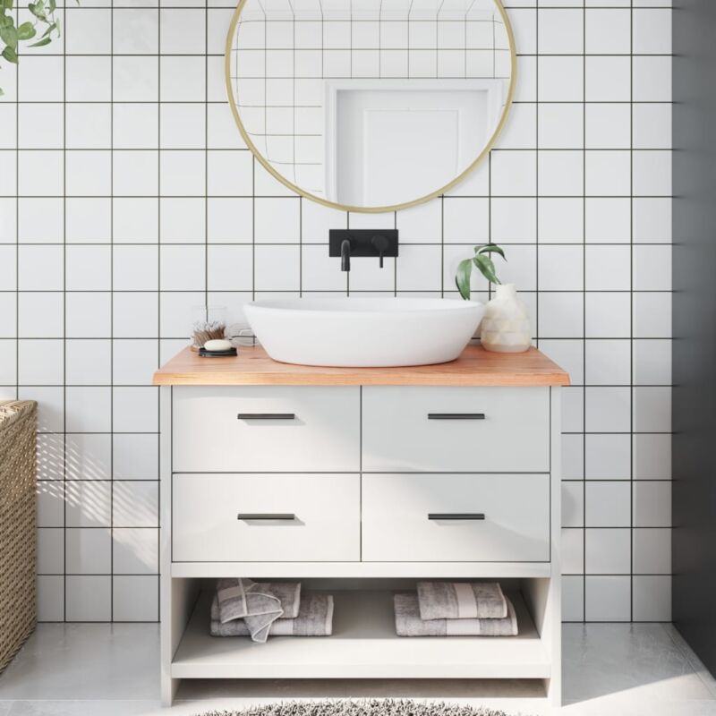 foto del prodotto piano bagno marrone chiaro 100x60x2 cm legno massello trattato vidaxl