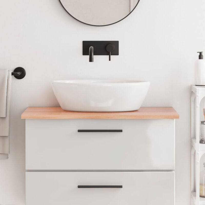 foto del prodotto piano bagno marrone chiaro 80x50x2 cm legno massello trattato vidaxl
