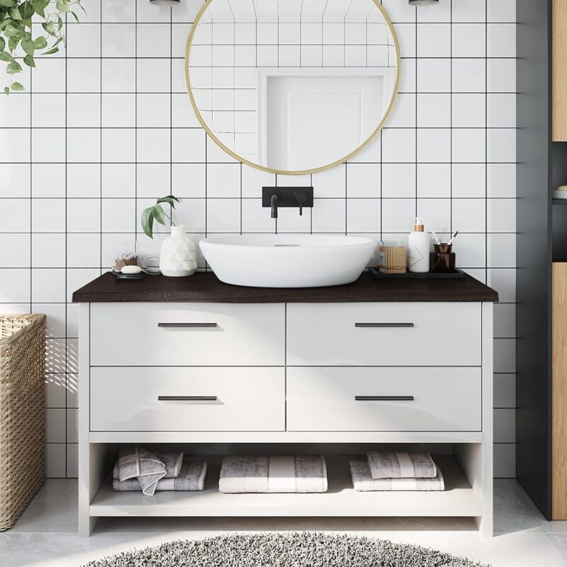 foto del prodotto piano bagno marrone scuro 100x40x2cm legno massello trattato vidaxl