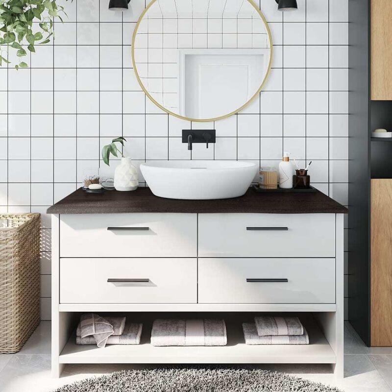 foto del prodotto piano bagno marrone scuro 100x50x2 cm legno massello trattato vidaxl