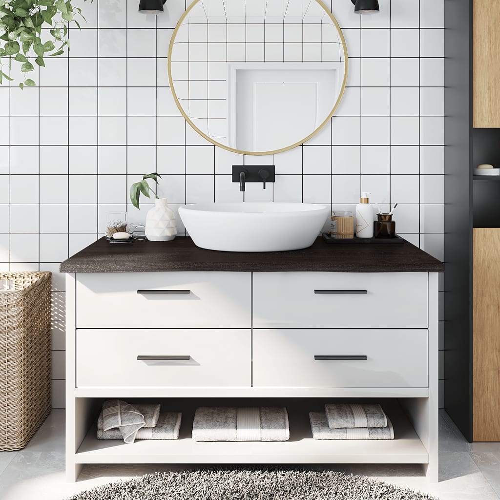 foto del prodotto piano bagno marrone scuro 100x60x 2 4 cm legno trattatocod mxl 102851