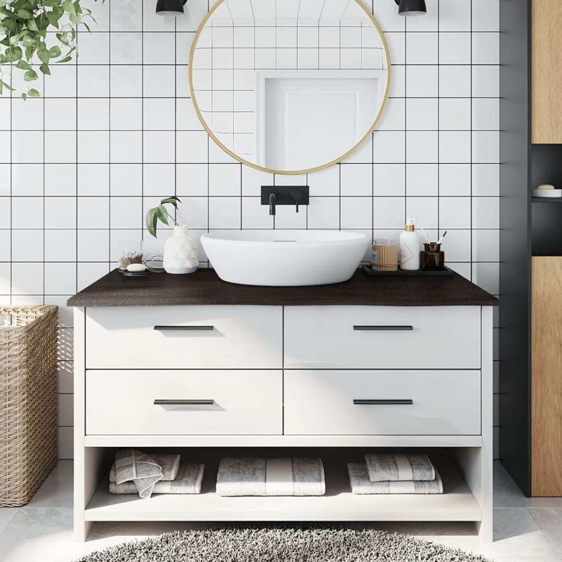 foto del prodotto piano bagno marrone scuro 100x60x2 cm legno massello trattato vidaxl