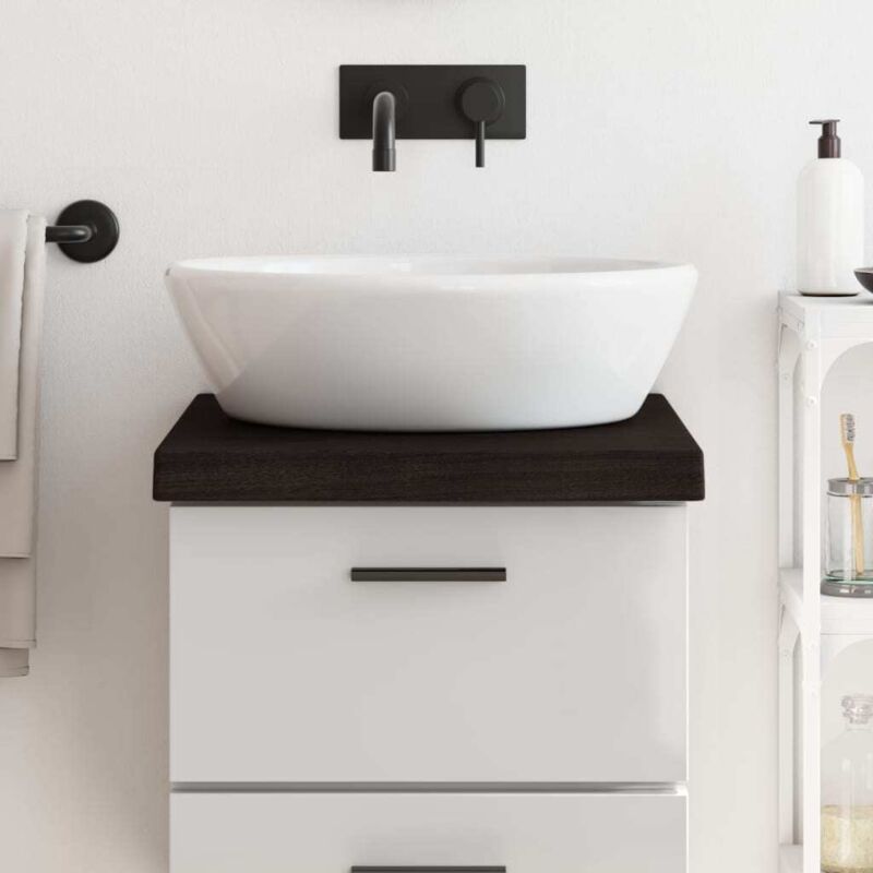 foto del prodotto piano bagno marrone scuro 40x50x(2-6)cm legno massello trattato - vidaxl