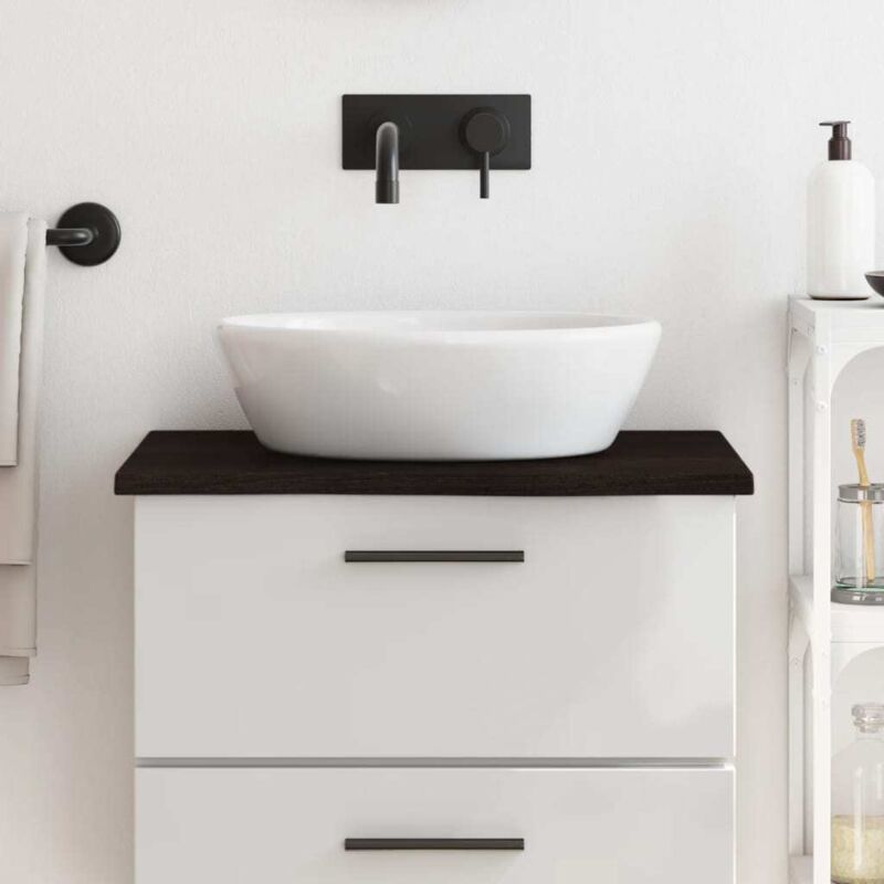 foto del prodotto piano bagno marrone scuro 60x50x2 cm legno massello trattato vidaxl