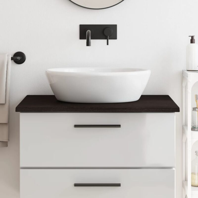 foto del prodotto piano bagno marrone scuro 80x50x2 cm legno massello trattato vidaxl