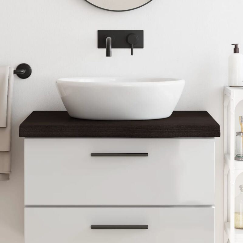 foto del prodotto piano bagno marrone scuro 80x60x 2 6 cm legno massello trattatocod mxl 126807