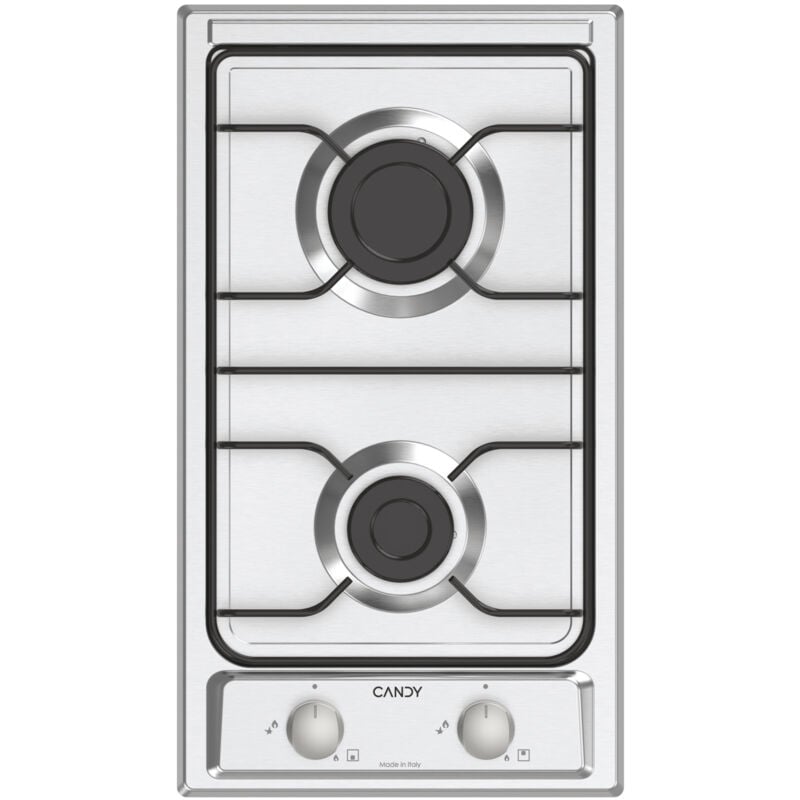 foto del prodotto piano cottura a gas chw23x 2 fornelli da incasso acciaio inox 28.8 cm candy