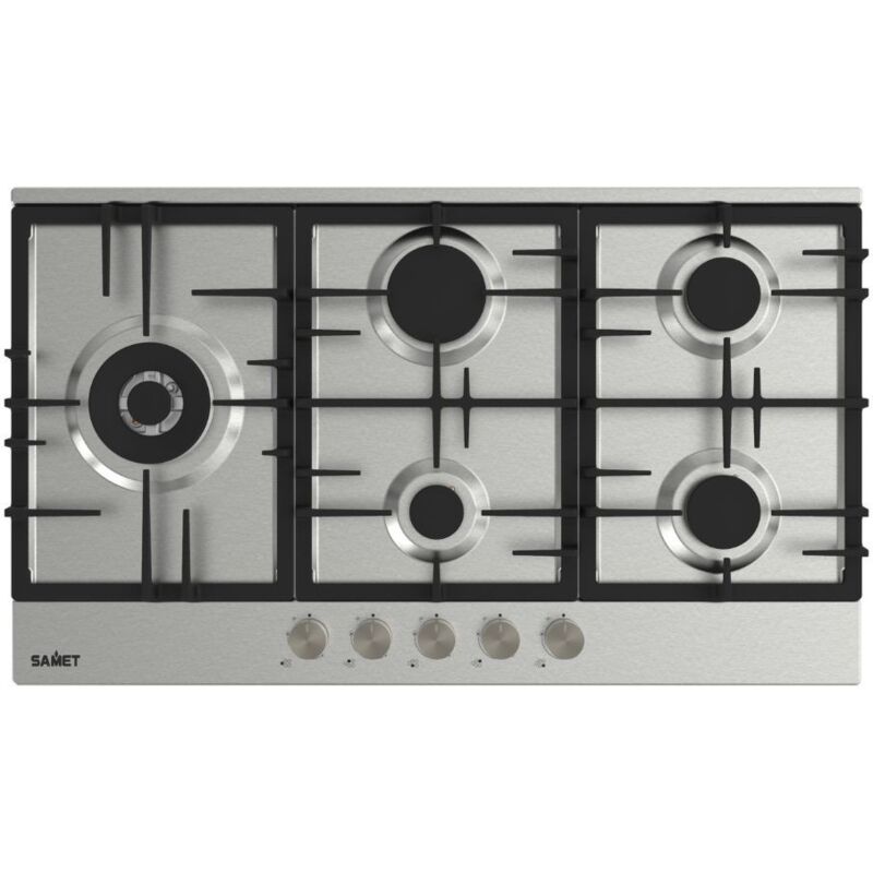 foto del prodotto piano cottura a gas da incasso in acciaio inox 5 fuochi 90 cm nettuno