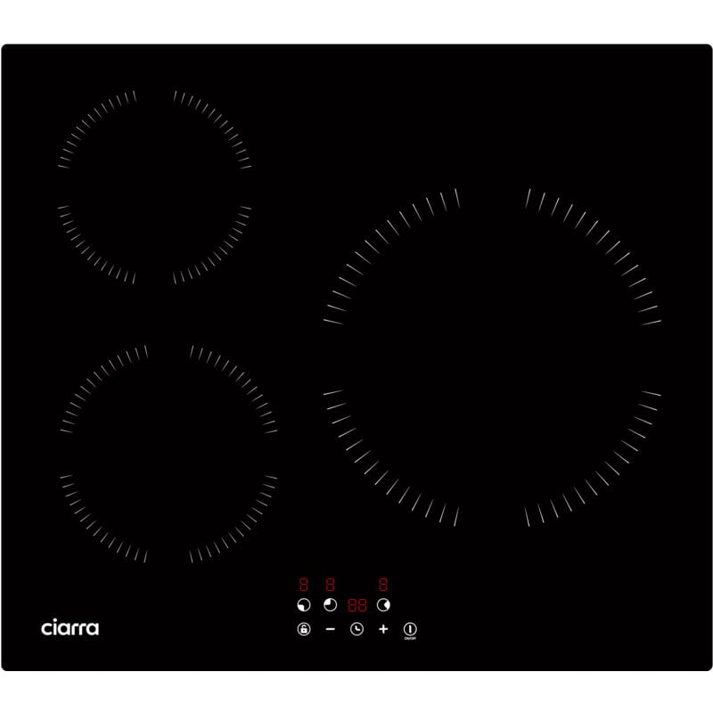 foto del prodotto piano cottura a induzione 3 zone di cottura 5600w 9 livelli di potenza timer 99 min blocco bambini cd3bih a ciarra