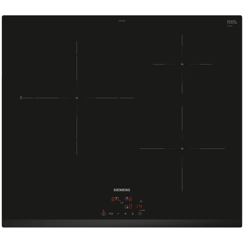 foto del prodotto piano cottura a induzione 60 cm 3 fuochi 7400 w nero eh631bjb6e siemens