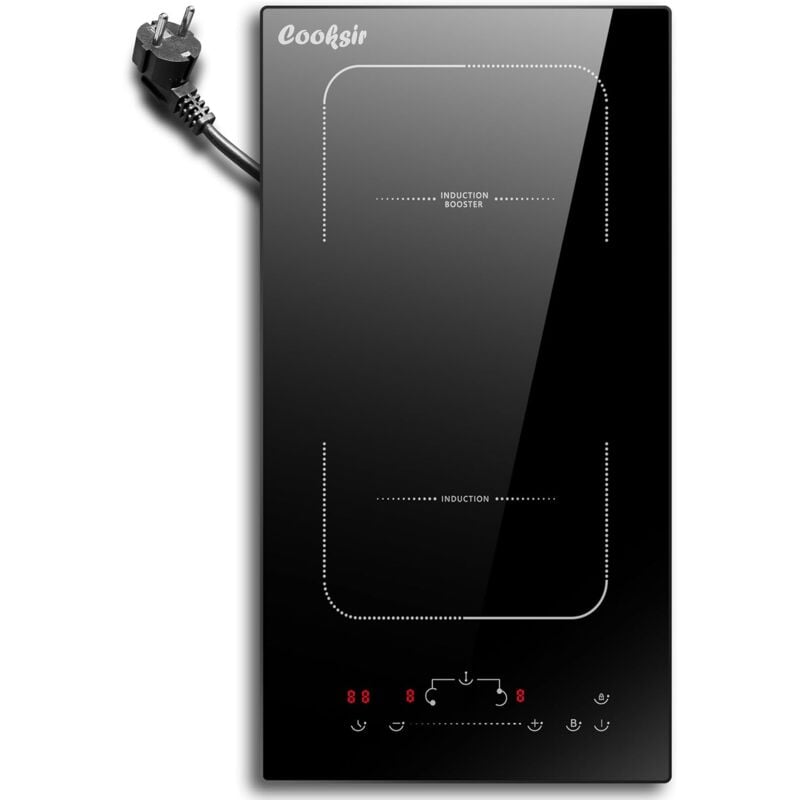 foto del prodotto piano cottura a induzione a 2 piastre con spina, piano cottura induzione cooksir piano cottura elettrico 2 zone, flex zone, 220v 240v, piano