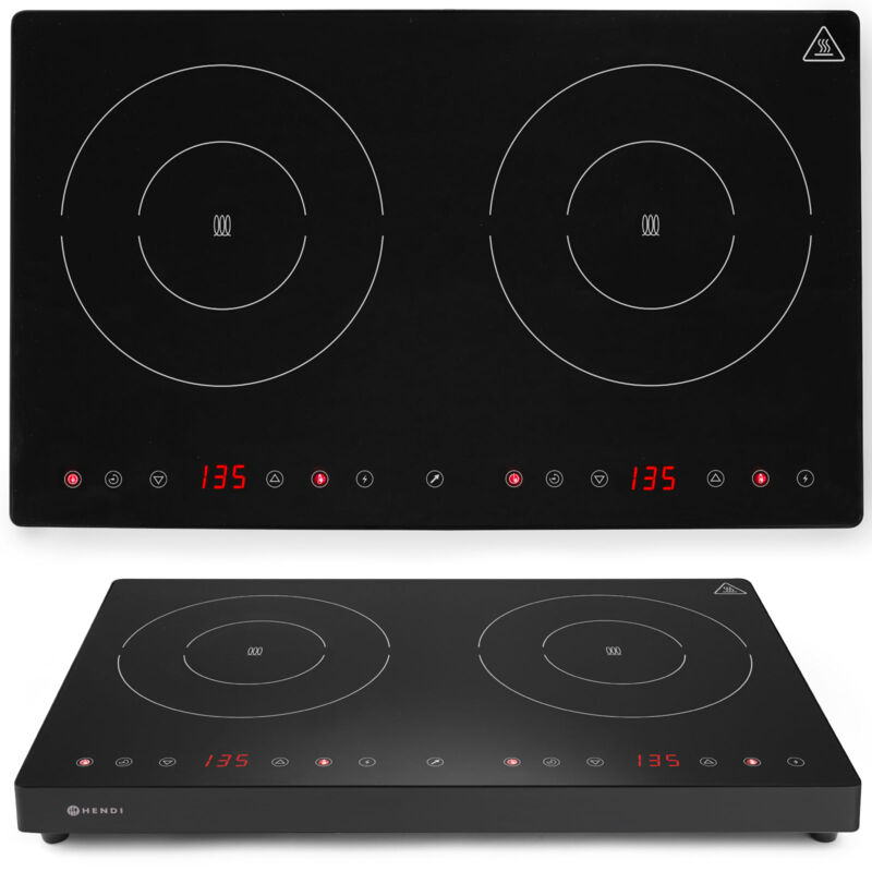 foto del prodotto piano cottura a induzione regolabile con pannello touch 2 zone di riscaldamento black line dia. 22 cm 3500 w hendi 239414