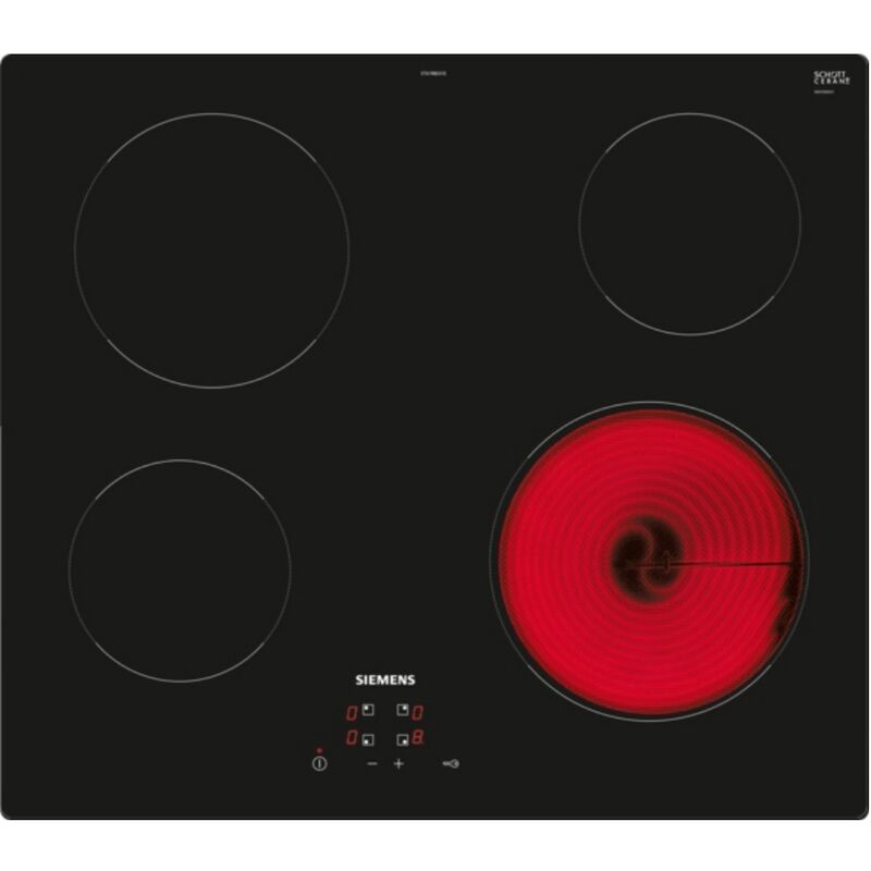 foto del prodotto piano cottura in vetroceramica 60 cm 4 fuochi 6600 w nero et61rbeb8e siemens