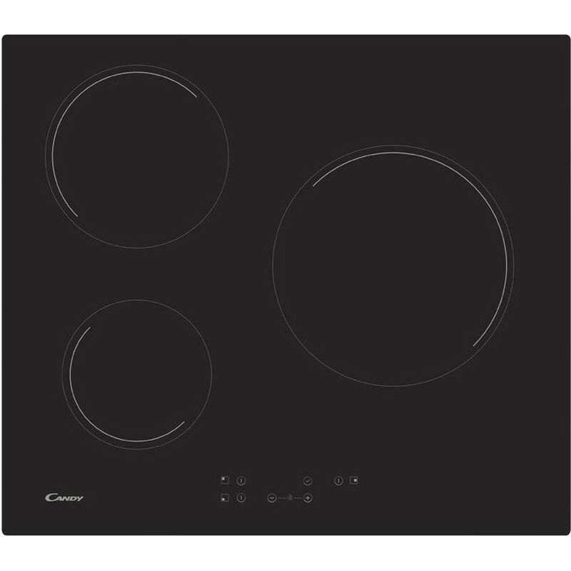 foto del prodotto piano cottura in vetroceramica 60cm 3 fuochi 5500w nero ch63ct candy