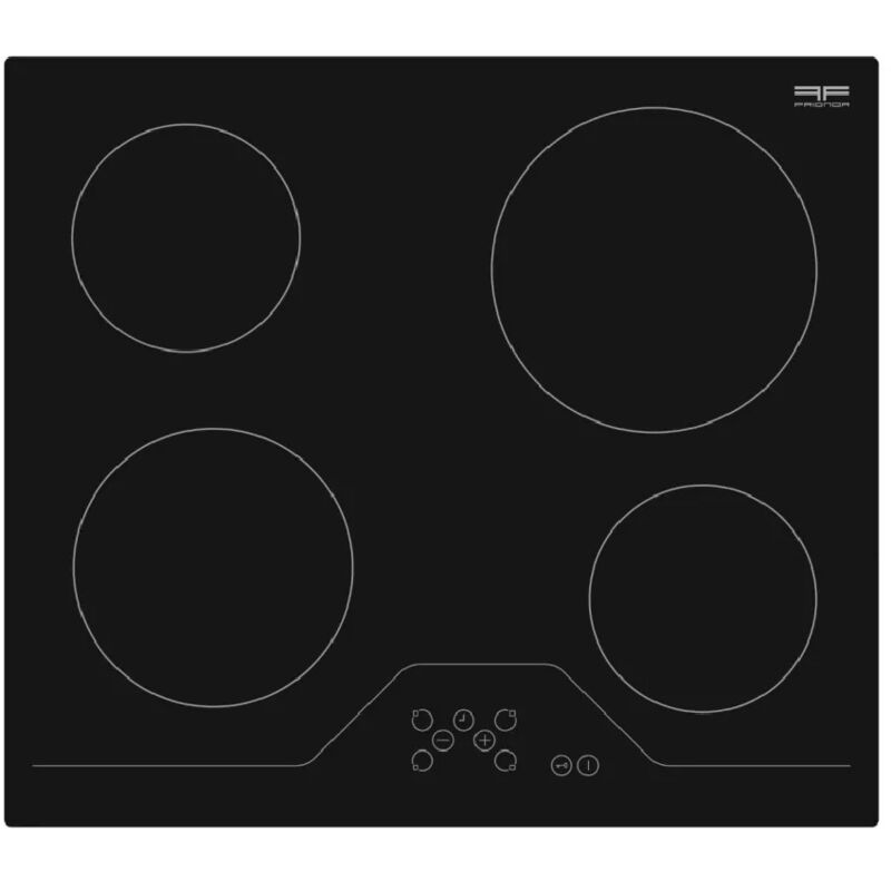 foto del prodotto piano cottura in vetroceramica a 4 zone con comandi sensibili al tocco, nero.