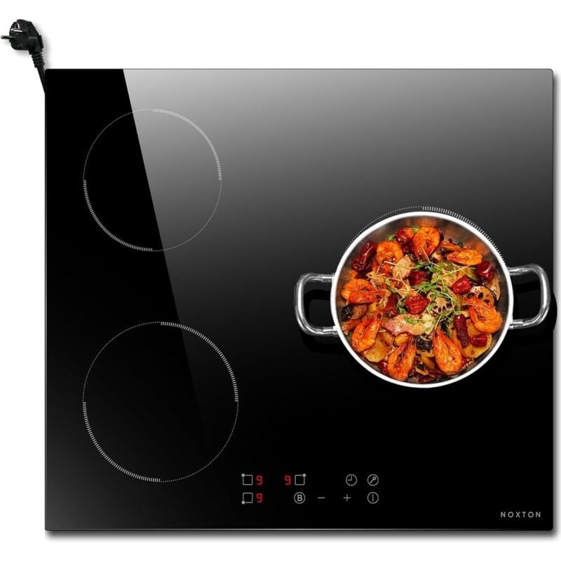 foto del prodotto piano cottura induzione 3 fuochi,piastra ad elettrico 60cm toccre controll con spina, 3500w piastra induzione di timer,9 livello di
