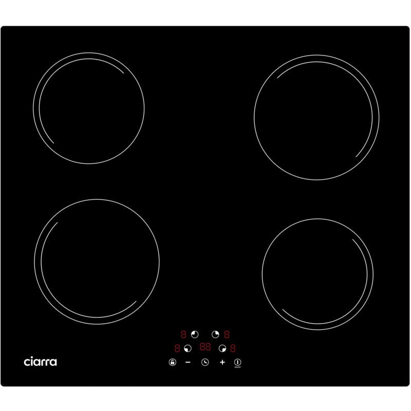 foto del prodotto piano cottura induzione 4 fuochi 6000w sicurezza bambini potenza regolabile 99 min 59cm cd4bih e ciarra