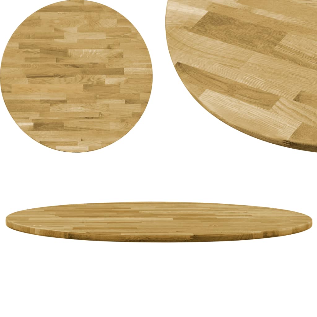 foto del prodotto piano del tavolo legno massello di rovere circolare 23mm 700mm cod mxl 121276