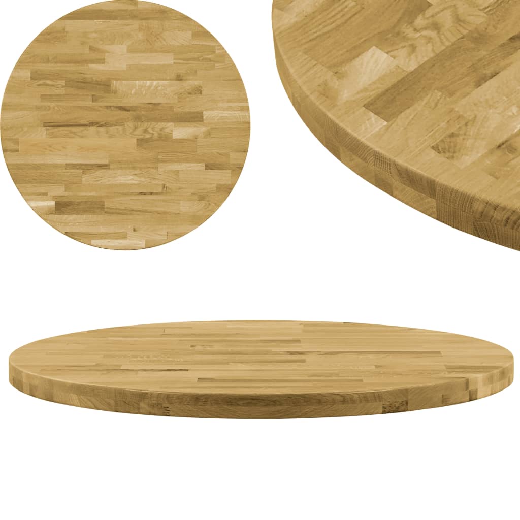 foto del prodotto piano del tavolo legno massello di rovere circolare 44mm 400mm vidaxl