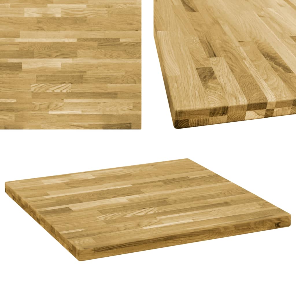 foto del prodotto piano del tavolo legno massello di rovere quadrato 44mm 80x80cm cod mxl 74081