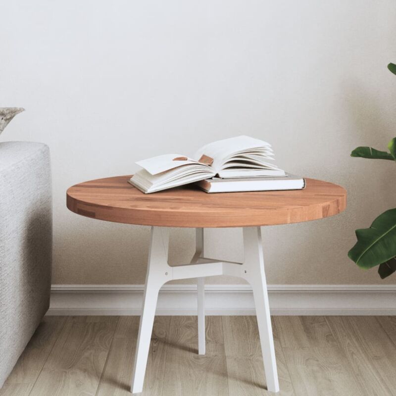 foto del prodotto piano per tavolo 50x2,5 cm rotondo in legno massello di faggio vidaxl
