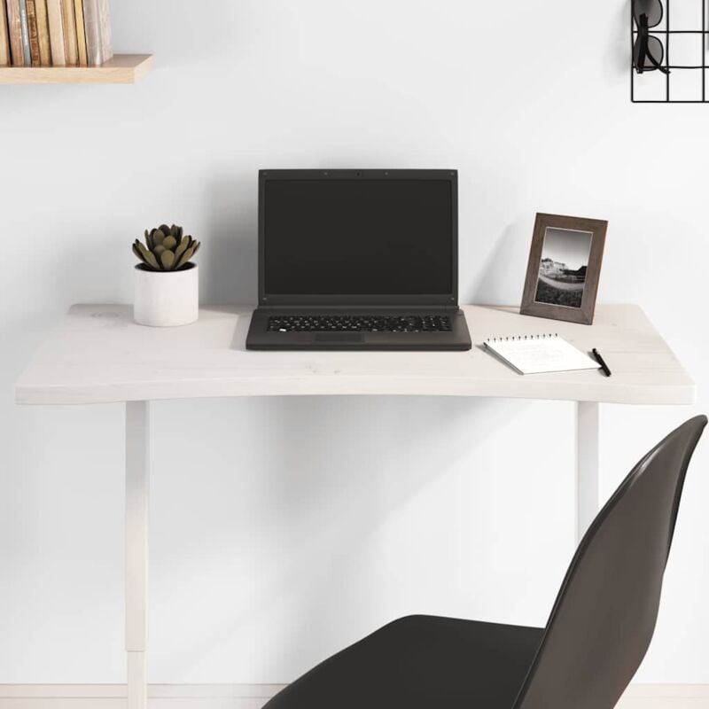 foto del prodotto piano scrivania bianco 80x40x2,5 cm in legno massello di pino