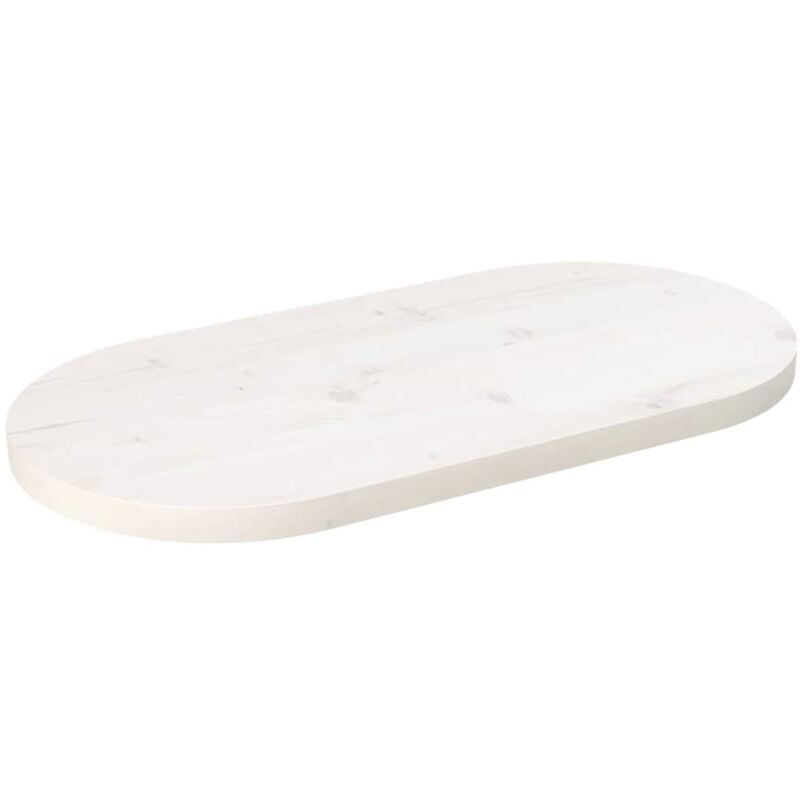 foto del prodotto piano tavolo bianco 70x35x2,5cm in legno massello di pino ovale vidaxl