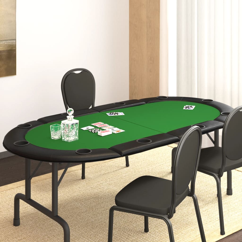 foto del prodotto piano tavolo da poker pieghevole 10 giocatori verde 208x106x3cmcod mxl 79270