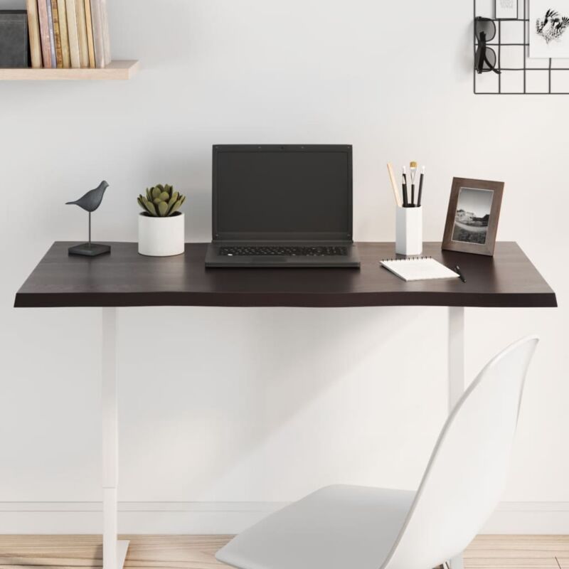 foto del prodotto piano tavolo marrone scuro 100x40x2 cm in rovere non trattato vidaxl
