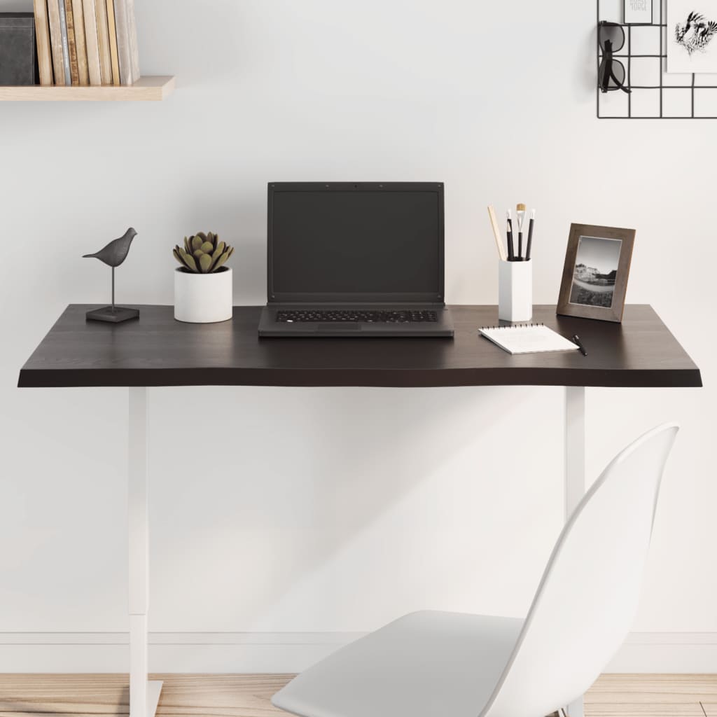 foto del prodotto piano tavolo marrone scuro 100x60x2 cm in rovere non trattatocod mxl 95731