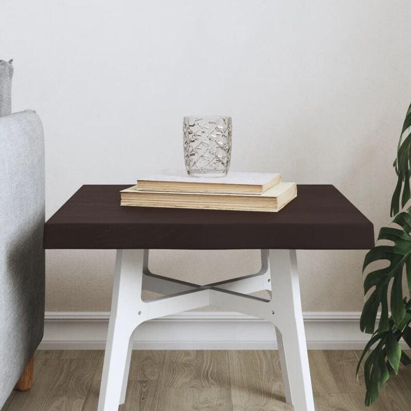 foto del prodotto piano tavolo marrone scuro 40x40x 2 4 cm in rovere non trattato vidaxl
