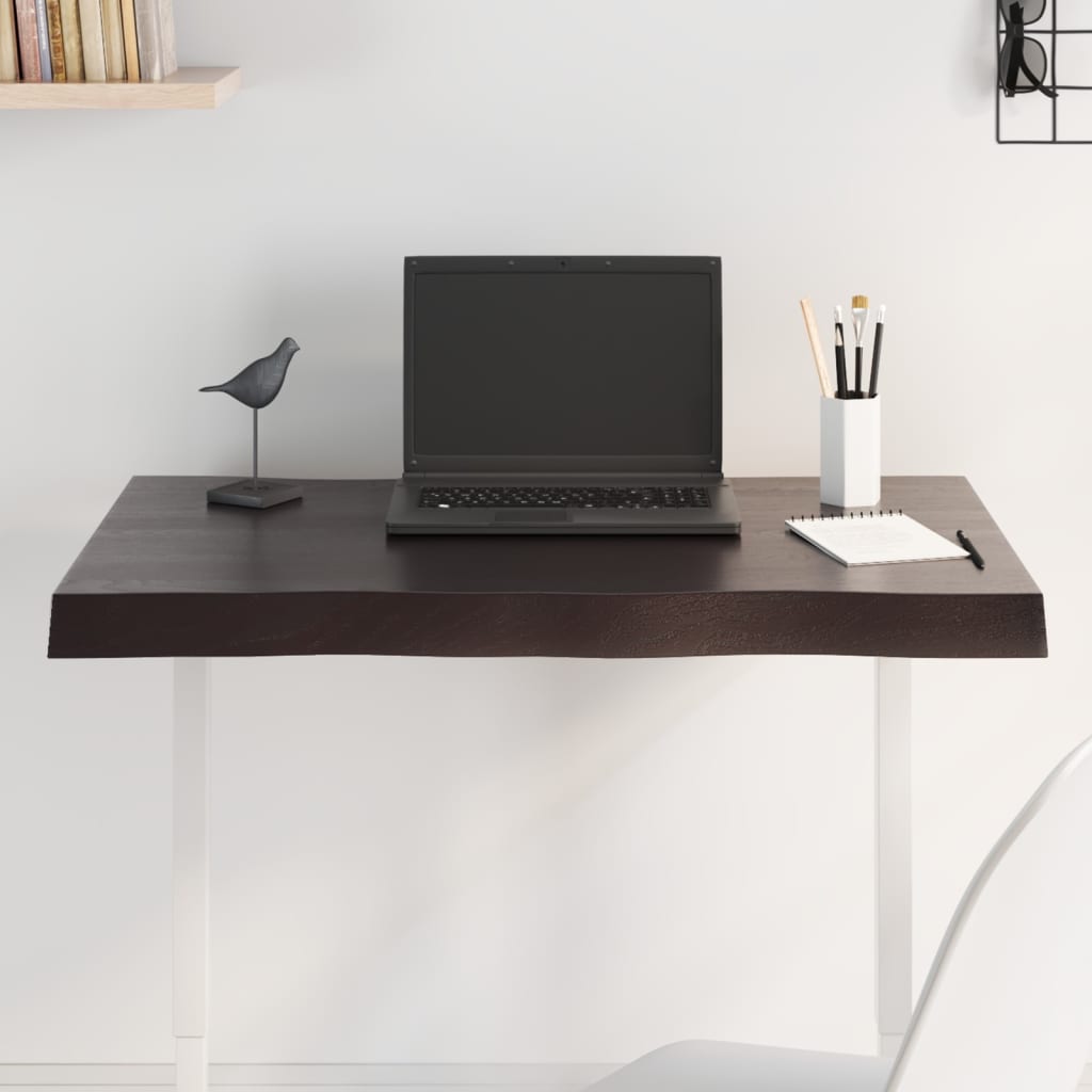 foto del prodotto piano tavolo marrone scuro 80x40x 2 6 cm in rovere non trattatocod mxl 95730