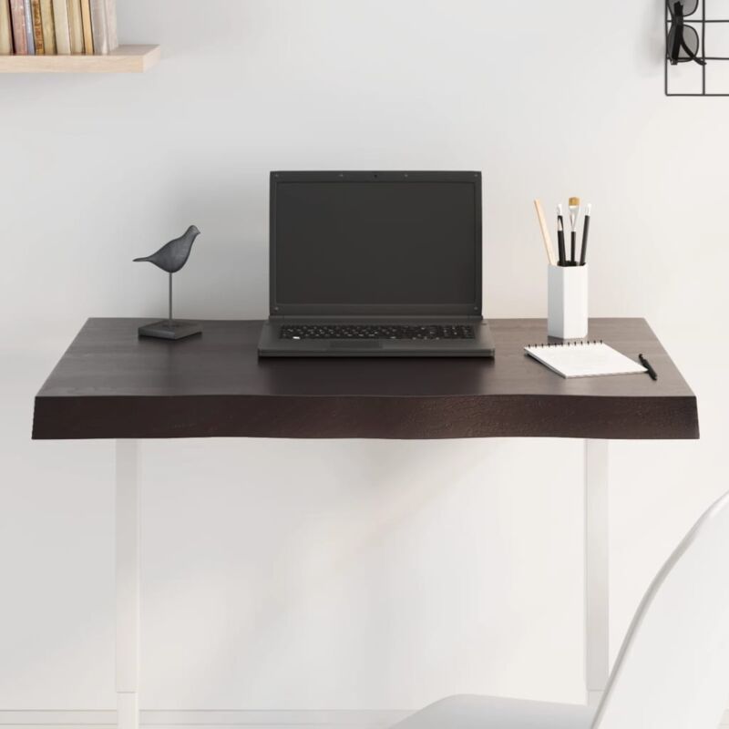 foto del prodotto piano tavolo marrone scuro 80x50x2 cm in rovere non trattato vidaxl