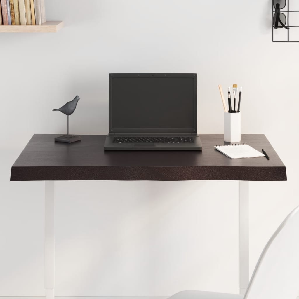 foto del prodotto piano tavolo marrone scuro 80x60x 2 4 cm in rovere non trattatocod mxl 71702