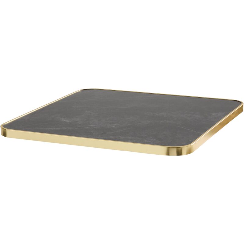 foto del prodotto piano tavolo quadrato nero con bordo dorato 60 cm